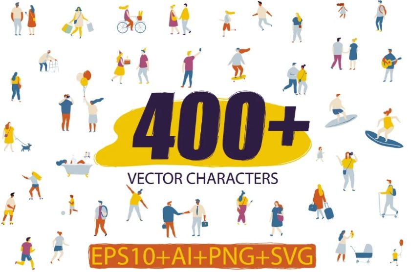400 Mega Character Illustration Vectors