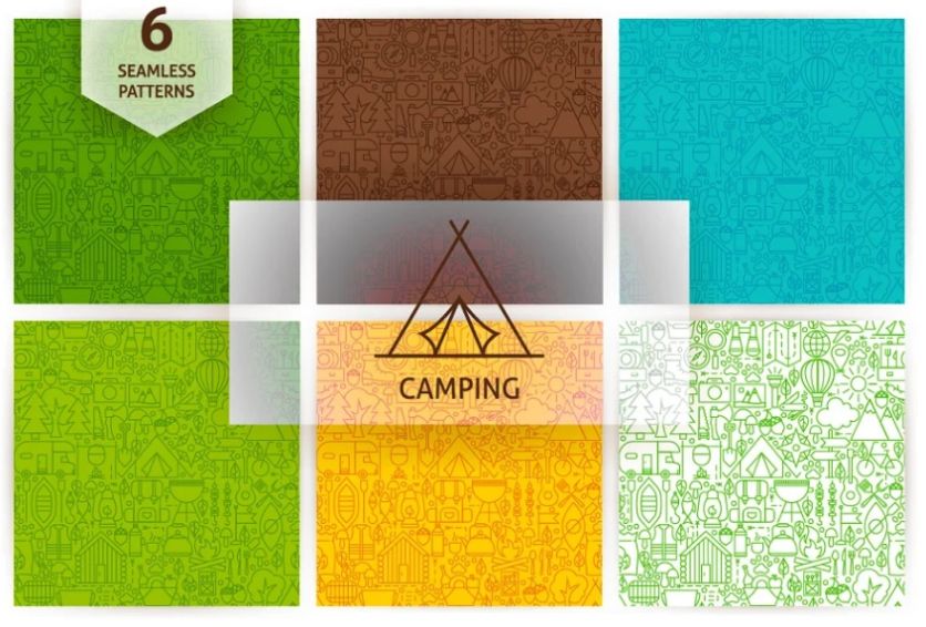 6 Camping Line Pattern Designs