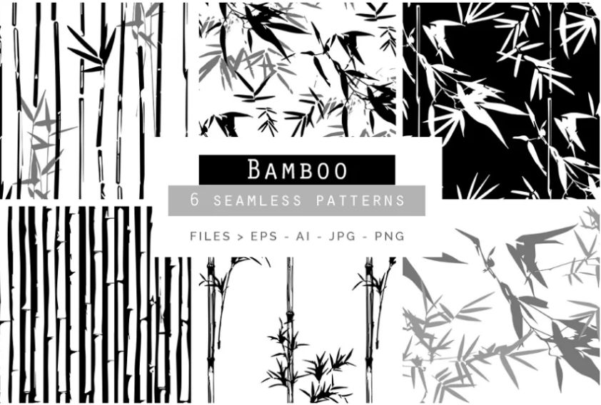 6 Seamless Bamboo Pattern Vectors