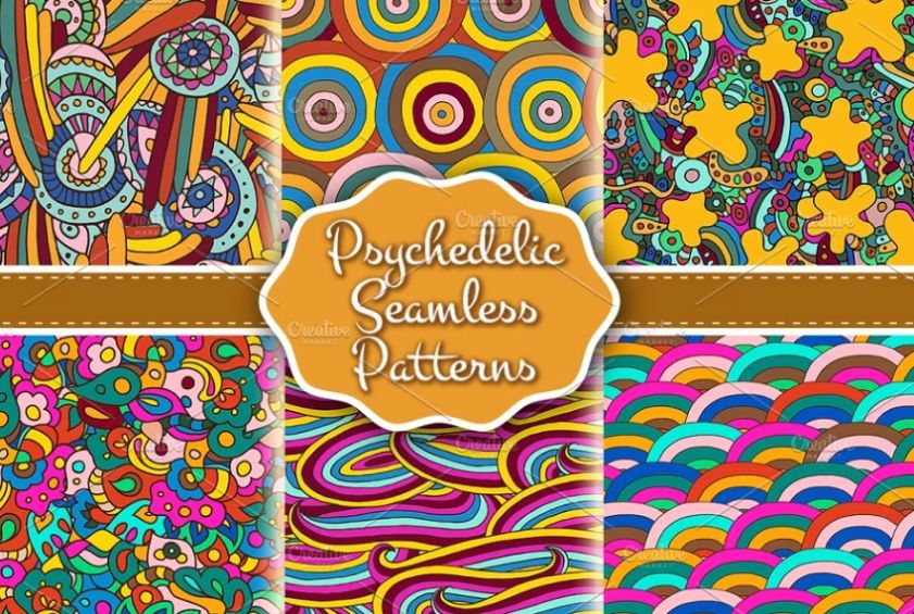6 Seamless Psychedelic Vectors Set