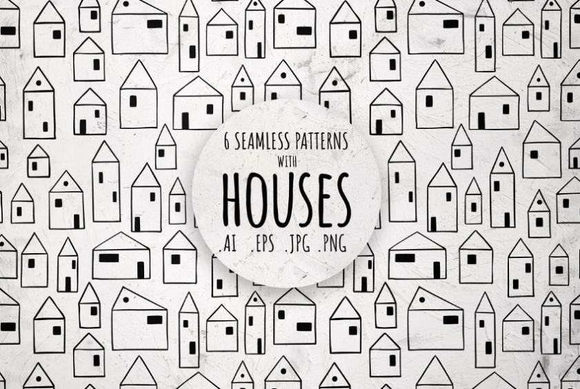 6 Seamless Small Houses Patterns
