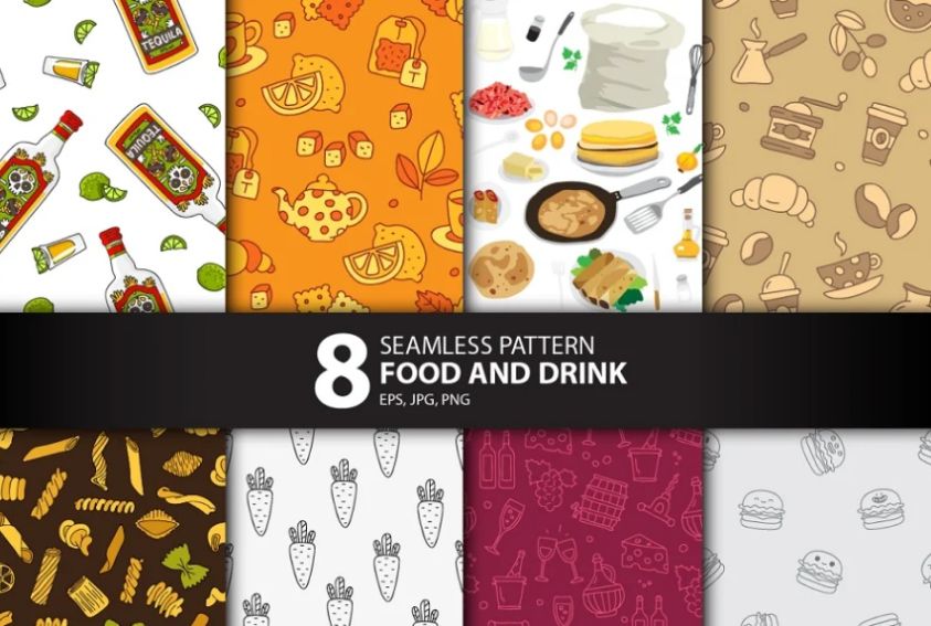 8 Seamless Food Pattern Design