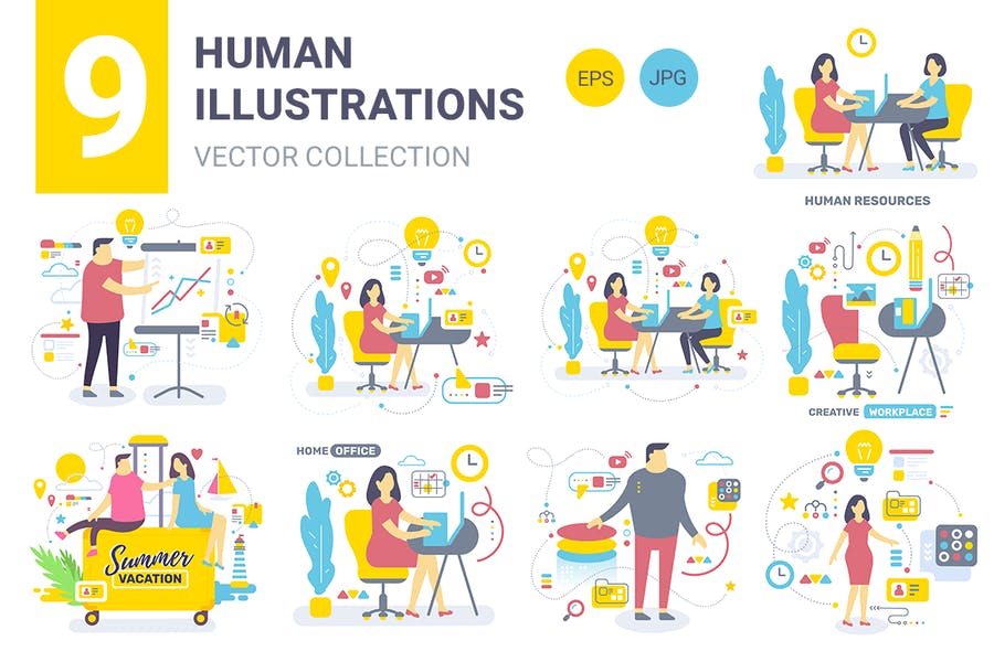 9 Human Illustration Vector Designs