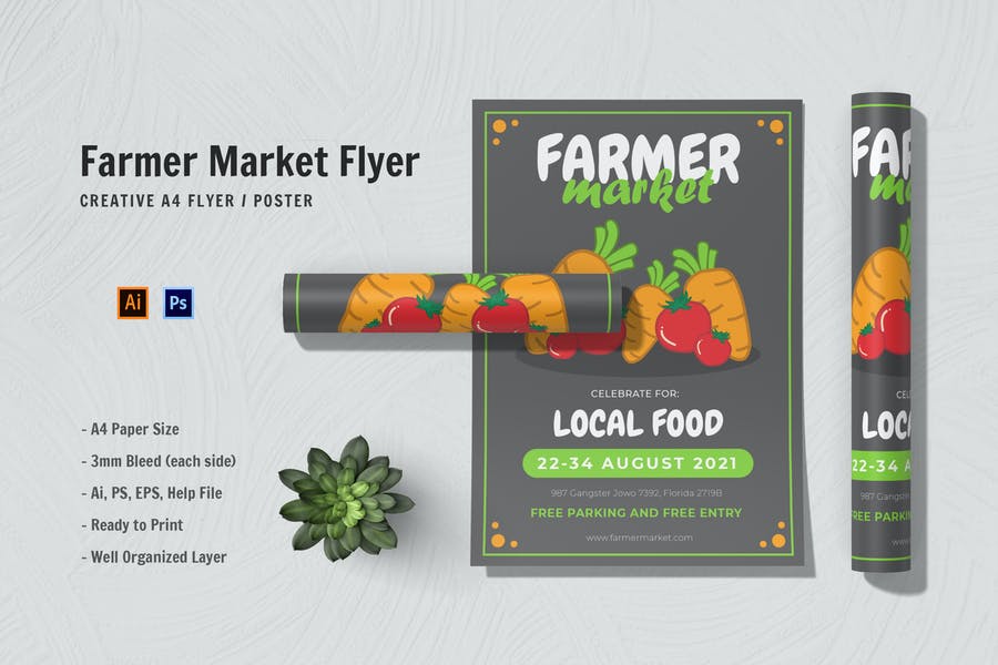 A4 Farmers Market Flyer Template