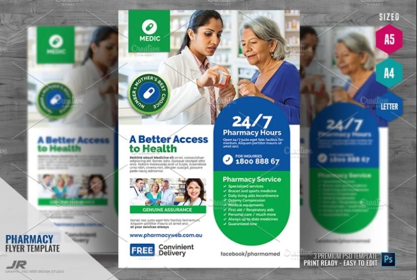 A4 Pharmacy Service Flyer Template