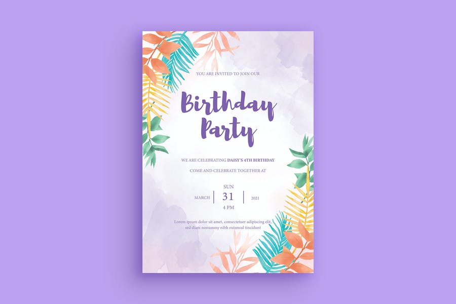 A4 Special Birthday Invitation Card
