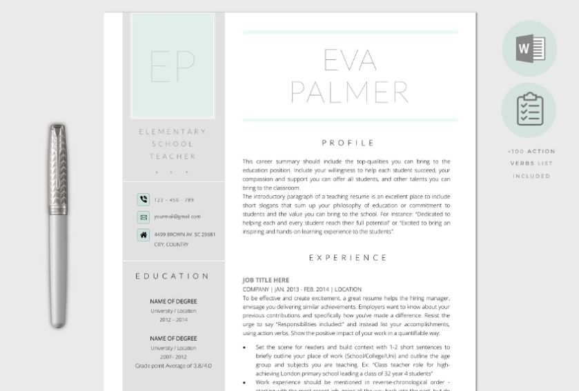 A4 and US Letter Word Resume Template