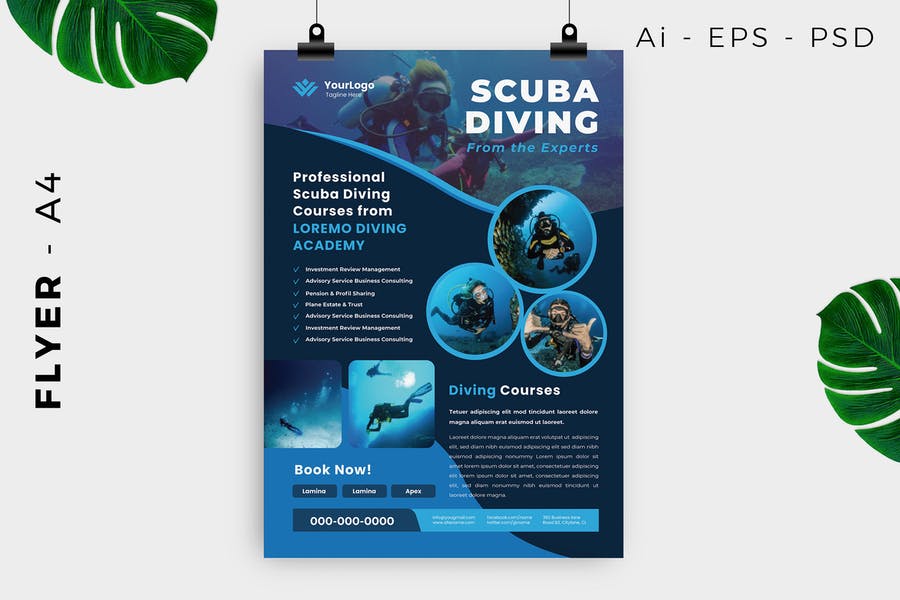 Ai and EPS Diving Flyer PSD