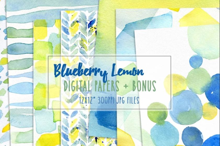 Blueberry and Lemon Digital Papers