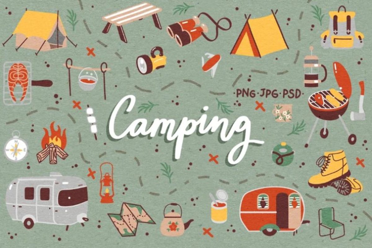 Lake Life Papers Camping Paper Patterns Surface pattern outdoors camping clipar nature camper forest planner needs planner supplies