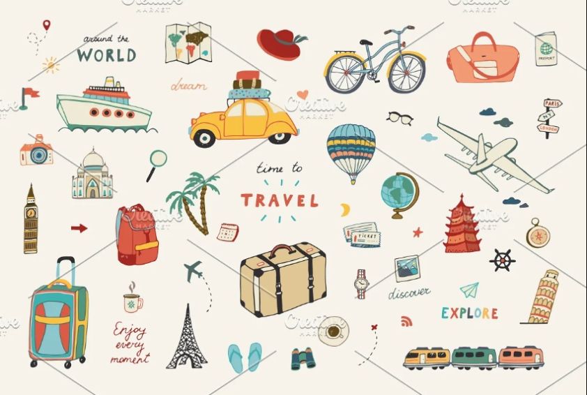Creative Travel Illustrations Set