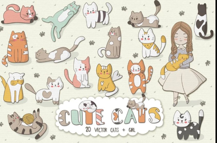 Cute Kitten Illustration Designs
