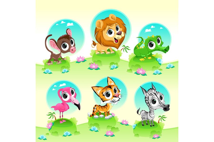 Cute Wil Animals with Background