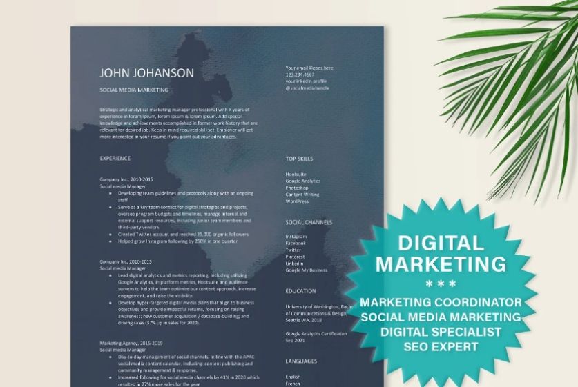Digital Marketing Resume Design