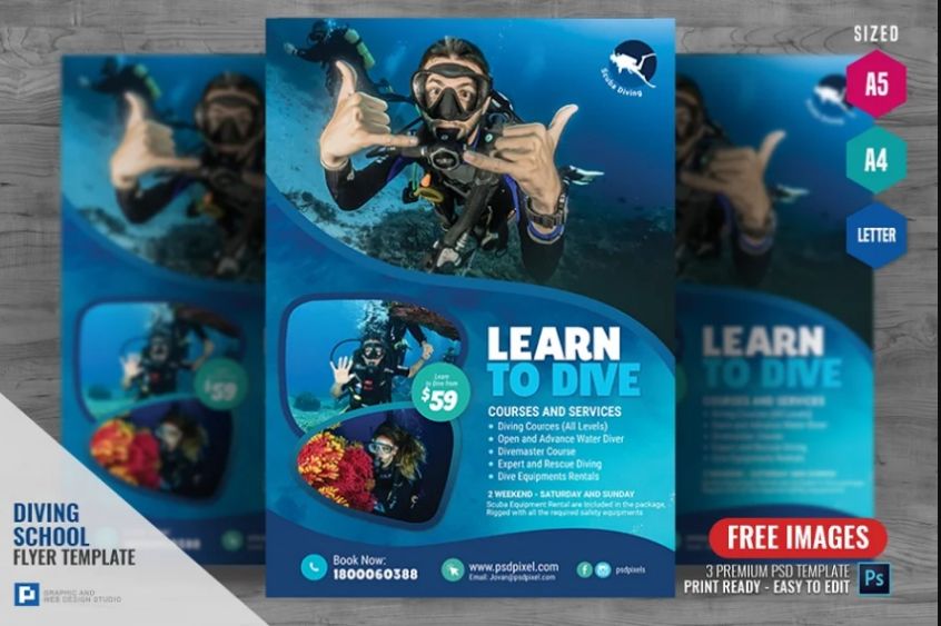 Diving School Flyer Template