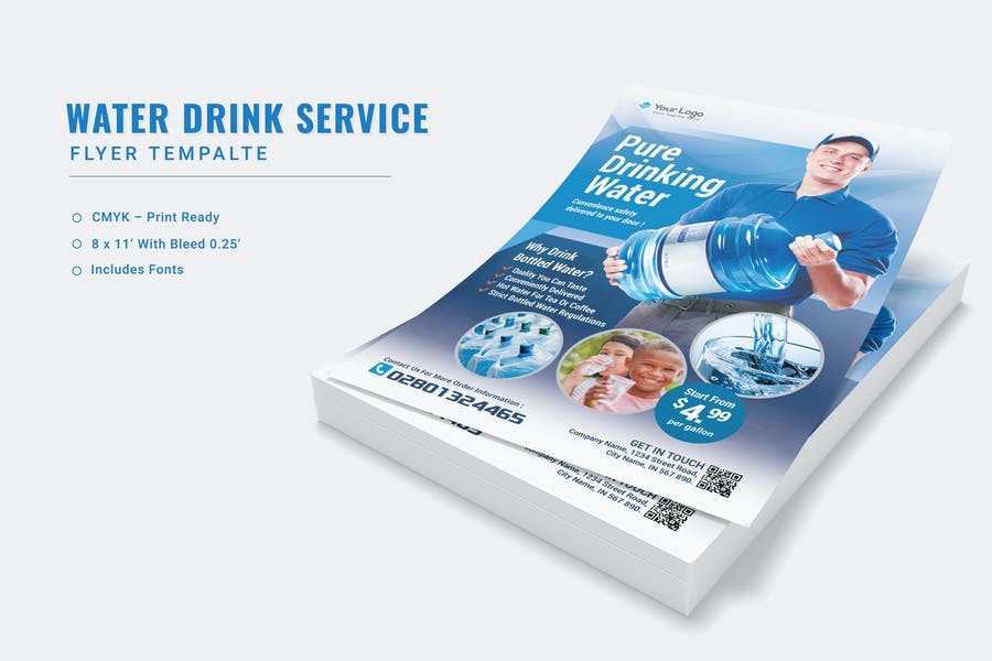 Editable Water Services Flyer Design