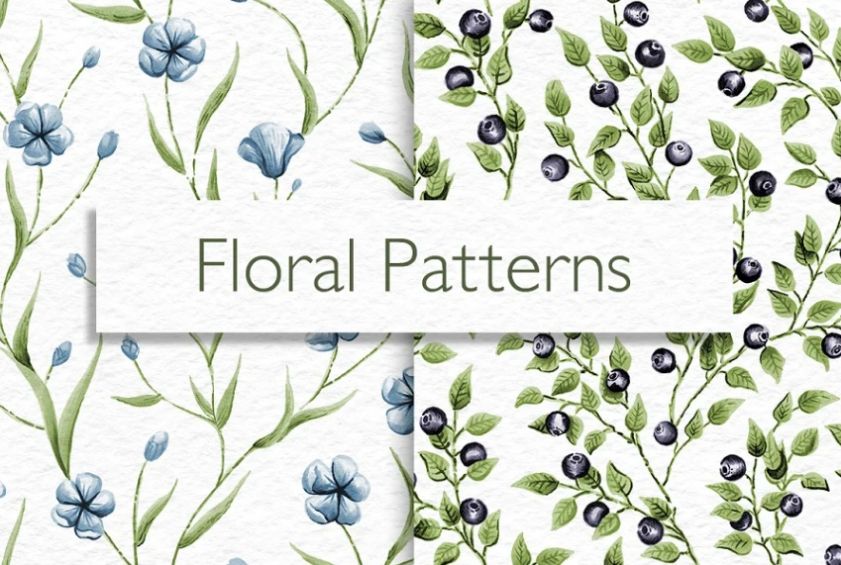 Floral and Blueberry Pattern Design