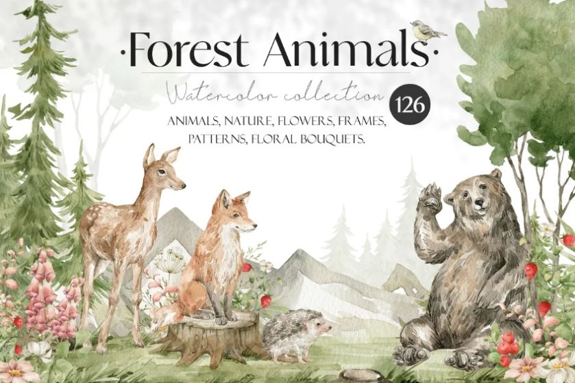 Forest Animals Watercolor Collection