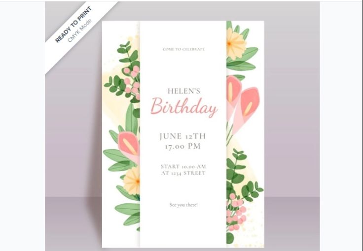 Free Floral Birthday Invitation