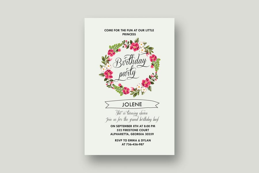 Front and Back Floral Invitations