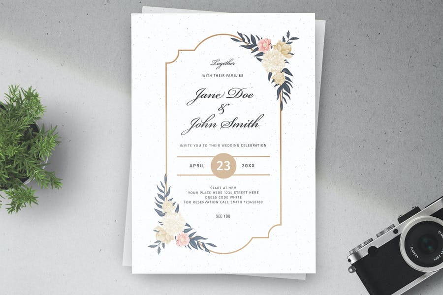 Fully Editable Floral Invitation Card