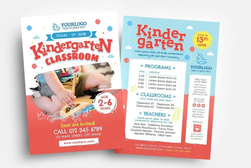 Fully Editable Kindergarten Flyers