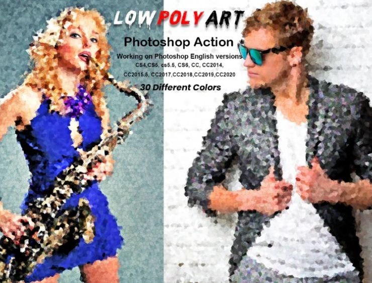 15+ Low Poly Photoshop Action ATN FREE Download