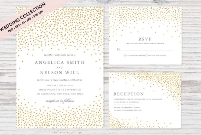 Gold Confetti Style Invitations