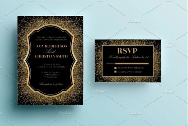 Gold Glitter Wedding Invitations