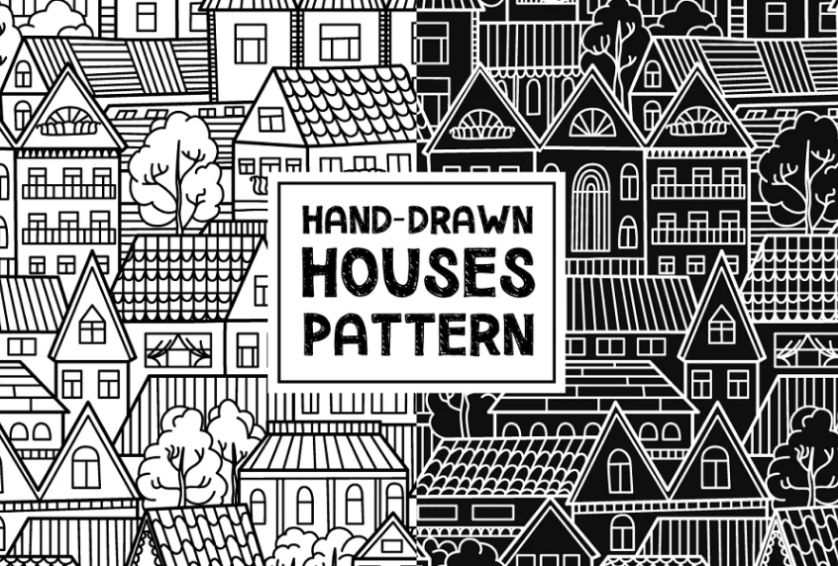 Hand Drawn Houses Pattern Designs