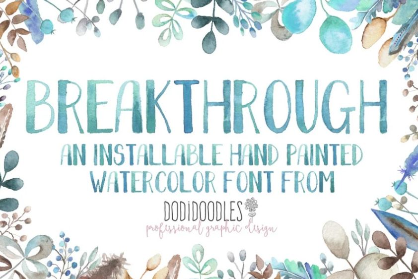 Hand Painted Watercolor Typeface