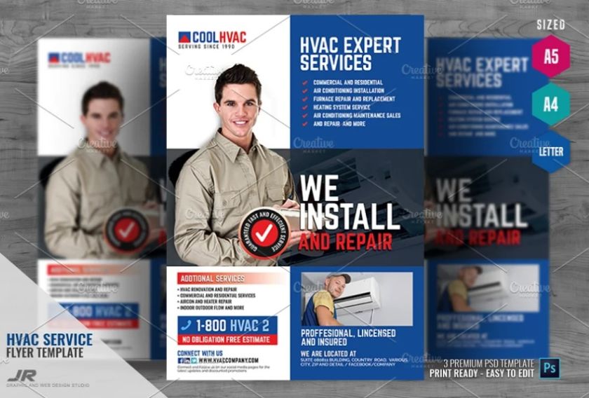 Heating and Cooling System Repair Flyers