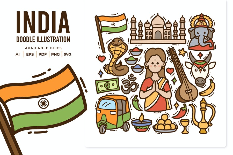 India Doodle Illustration Design