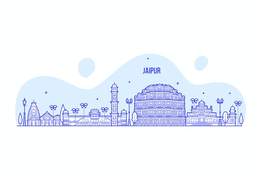 Jaipur India Skyline Illustration