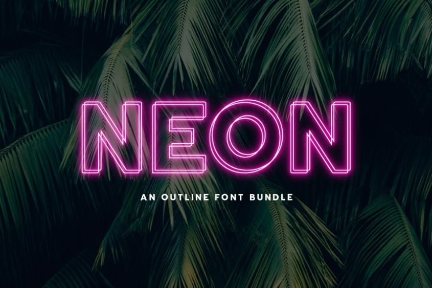 Neon Outline Style Font Bundle