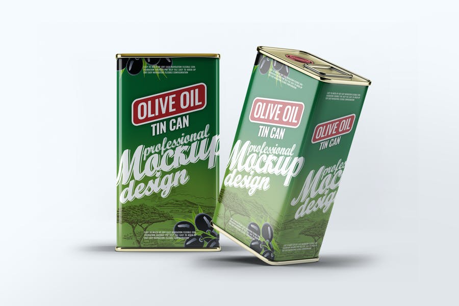 Olive Oil Can Branding PSD