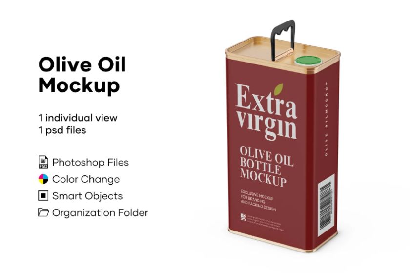 Olive Oil Can Mockup PSD