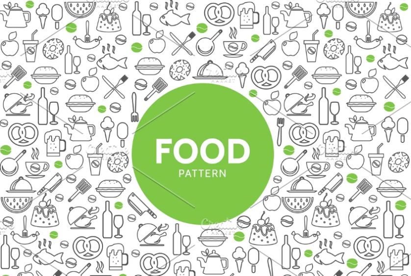 Outlined Food and Drinks Pattern