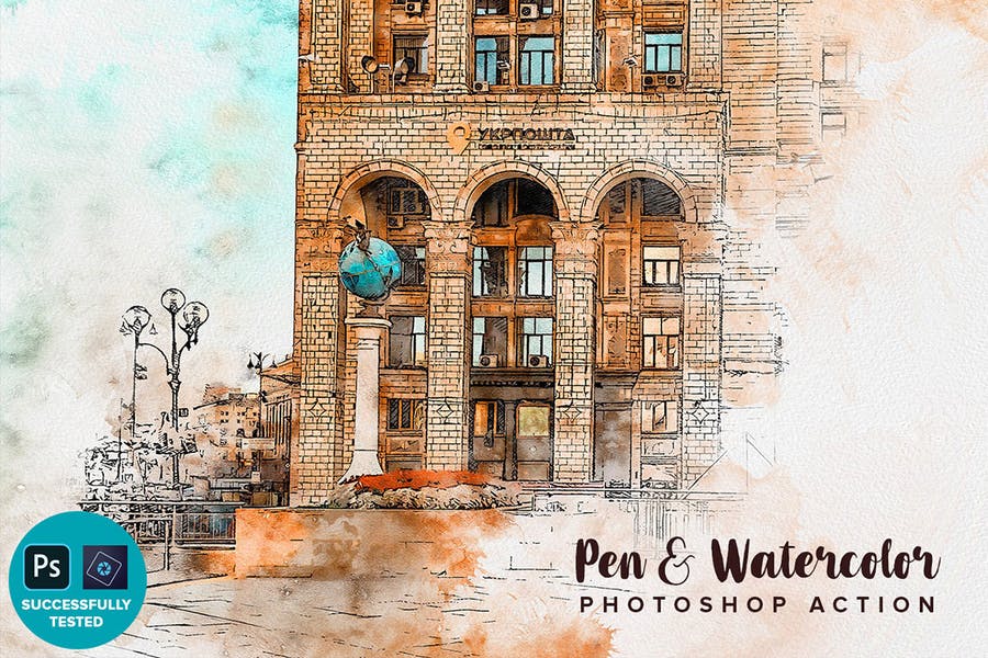 Pen and Watercolor Photoshop Action