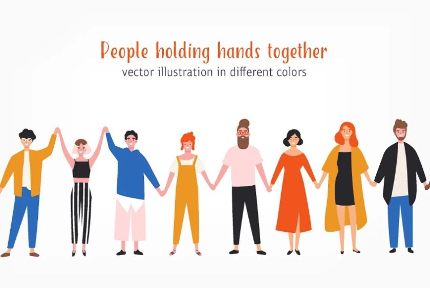 People Holding Hands Vector illustrations