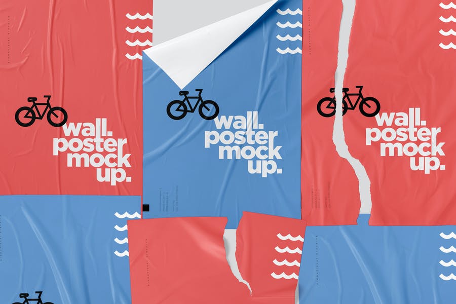 Posters on Wall Mockup PSD