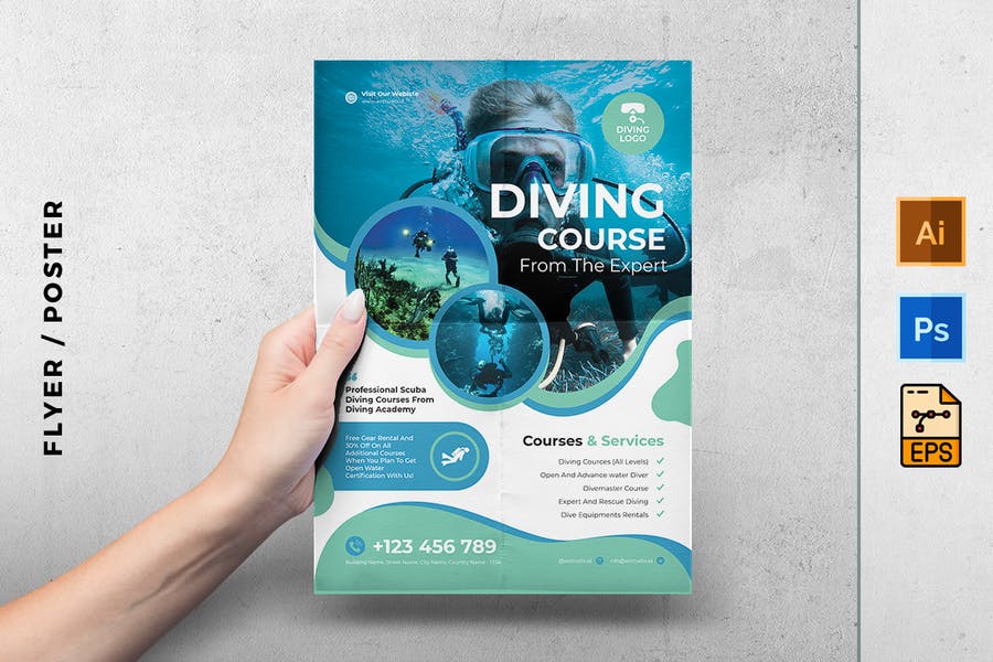 Printable Diving School Poster