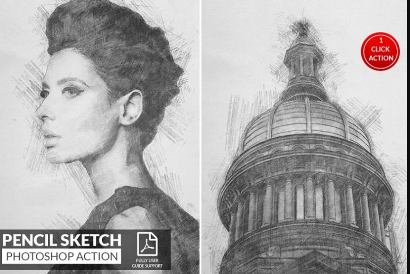 Professional Pencil Sketch Actions