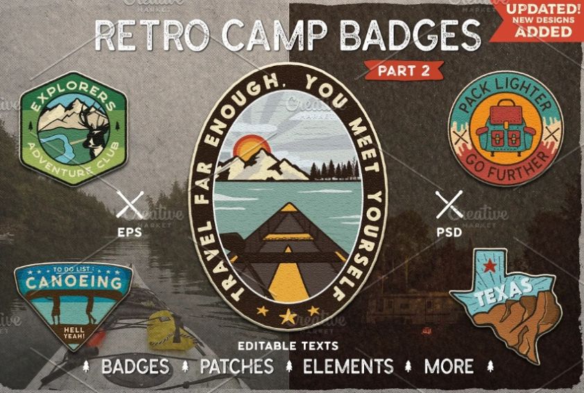 Retro Camping Badge Template