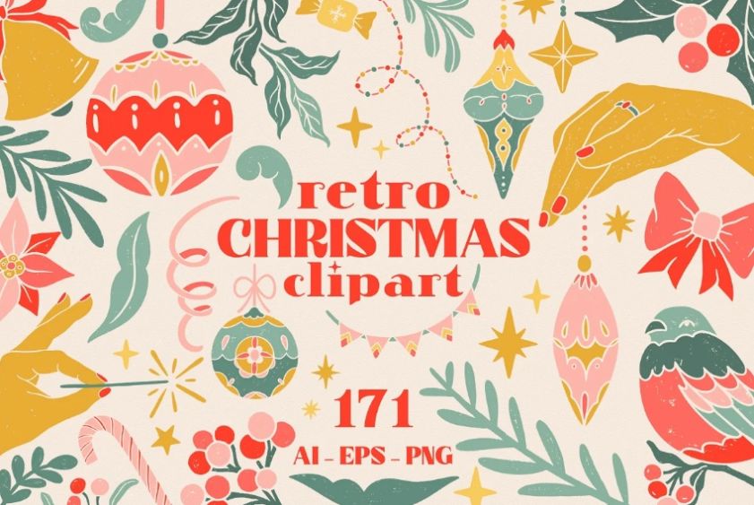 Retro Christmas Cliparts and Vectors