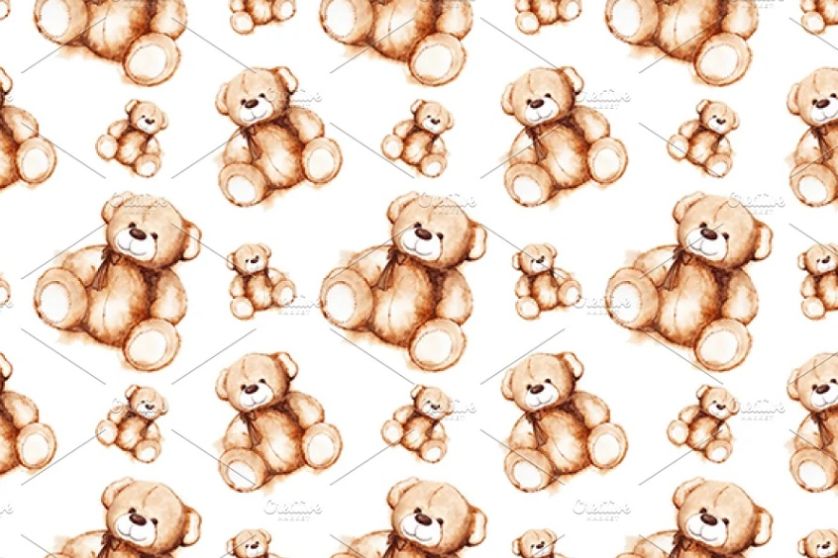 Seamless Cartoon Teddy Bear Pattern