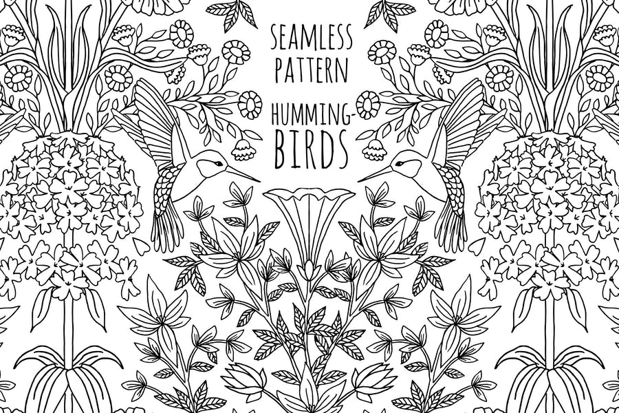 Seamless Outline Flower Patterns