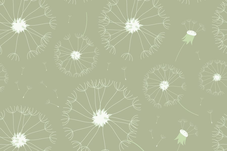 Seamless Vintage Dandelion Patterns