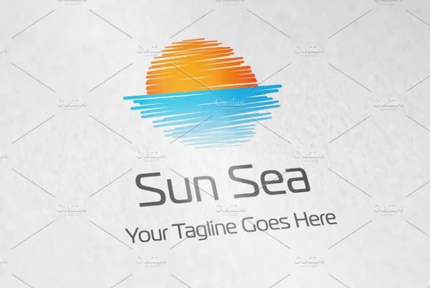 Sun Sea Logo Design Template