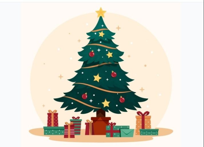 Vintage Christmas Tree Illustration